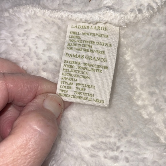 Green Tea  Jacket  coat  full zip front Cozy Sherpa lined  off-white  ivory - Picture 13 of 13